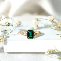 Solitaire Lab Created Emerald Celtic Engagement Ring with Diamond