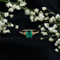 Solitaire Lab Created Emerald Celtic Engagement Ring with Diamond