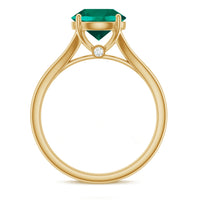 Certified 2 Carat Lab Grown Emerald Engagement Ring with Diamond