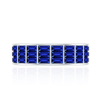 Channel Set Lab Grown Blue Sapphire Wide Eternity Band Ring