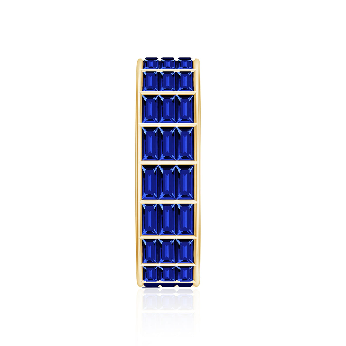 Channel Set Lab Grown Blue Sapphire Wide Eternity Band Ring