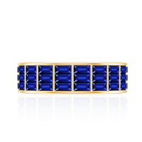Channel Set Lab Grown Blue Sapphire Wide Eternity Band Ring
