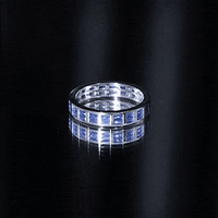 Certified Lab Grown Blue Sapphire Baguette Eternity Band in Channel Set