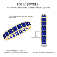 Certified Lab Grown Blue Sapphire Baguette Eternity Band in Channel Set