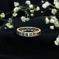 Certified Lab Grown Blue Sapphire Baguette Eternity Band in Channel Set