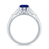 Certified 2.7 Carat Lab Grown Blue Sapphire Celtic Engagement Ring with Surprise Diamond