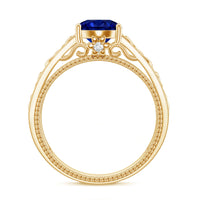 Certified 2.7 Carat Lab Grown Blue Sapphire Celtic Engagement Ring with Surprise Diamond
