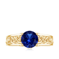 Certified 2.7 Carat Lab Grown Blue Sapphire Celtic Engagement Ring with Surprise Diamond