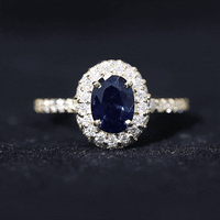 Certified 1.5 Carat Lab Grown Blue Sapphire Oval Engagement Ring with Diamond Halo