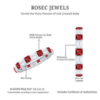 Princess Cut Lab Created Ruby And Moissanite Full Eternity Ring