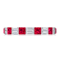Princess Cut Lab Created Ruby And Moissanite Full Eternity Ring