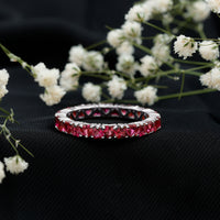Lab Created Ruby Heart Eternity Band Ring