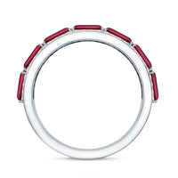 Emerald Cut Created Ruby and Diamond Half Eternity Band
