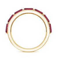 Emerald Cut Created Ruby and Diamond Half Eternity Band