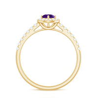 Real Amethyst Promise Ring with Diamond Halo