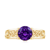 Vintage-style Rosec Jewels 1.2 carat amethyst Celtic engagement ring featuring a surprise diamond accent.
