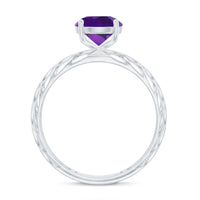 1.2 Carat Round Amethyst Solitaire Engagement Ring with Filigree Details
