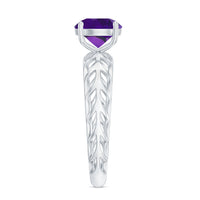 1.2 Carat Round Amethyst Solitaire Engagement Ring with Filigree Details
