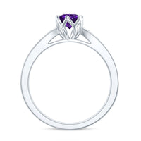 Minimal Amethyst engagement ring with diamond, featuring a sleek band and elegant design by Rosec Jewels.