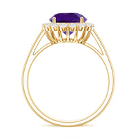 Certified Natural 2 Carat Amethyst Engagement Ring with Moissanite Halo