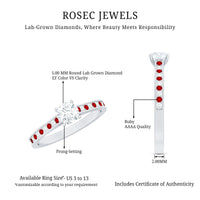 Certified Lab Grown Diamond Engagement Ring With Lab Grown Ruby