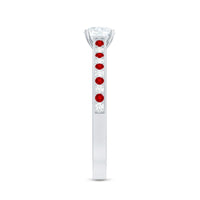 Certified Lab Grown Diamond Engagement Ring With Lab Grown Ruby