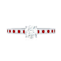 Certified Lab Grown Diamond Engagement Ring With Lab Grown Ruby