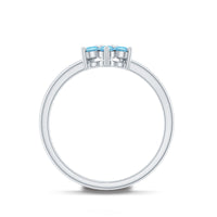 Real Aquamarine Flower Cluster Ring for Women