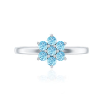 Real Aquamarine Flower Cluster Ring for Women