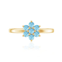Real Aquamarine Flower Cluster Ring for Women