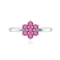 Real Pink Tourmaline Flower Cluster Ring