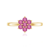 Real Pink Tourmaline Flower Cluster Ring