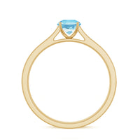 Certified real aquamarine solitaire ring with diamond side stones, featuring a silver band and elegant design by Rosec Jewels.