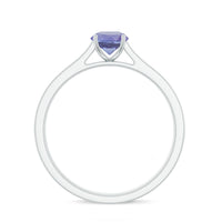 Natural Tanzanite Solitaire Engagement Ring with Diamond