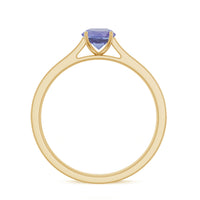 Natural Tanzanite Solitaire Engagement Ring with Diamond