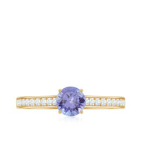 Natural Tanzanite Solitaire Engagement Ring with Diamond