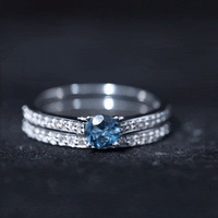 0.6 Carat London Blue Topaz Classic Engagement Ring with Diamond Wedding band