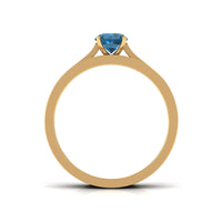 0.6 Carat London Blue Topaz Classic Engagement Ring with Diamond Wedding band