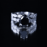 Certified 4.8 Carat Lab Grown Black Diamond Engagement Ring with Wedding Band