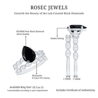 Certified 4.8 Carat Lab Grown Black Diamond Engagement Ring with Wedding Band