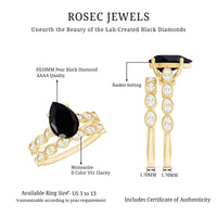 Certified 4.8 Carat Lab Grown Black Diamond Engagement Ring with Wedding Band