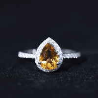 1 Carat Natural Pear Shape Citrine Engagement Ring with Diamond Halo