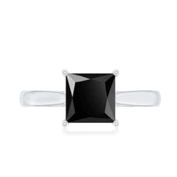 1 Carat Princess Cut Lab Grown Black Diamond Engagement Ring with Surprise White Diamond