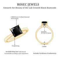 1 Carat Princess Cut Lab Grown Black Diamond Engagement Ring with Surprise White Diamond