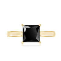 1 Carat Princess Cut Lab Grown Black Diamond Engagement Ring with Surprise White Diamond
