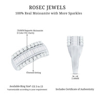 Certified Moissanite Wide Wedding Band Ring