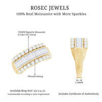 Certified Moissanite Wide Wedding Band Ring