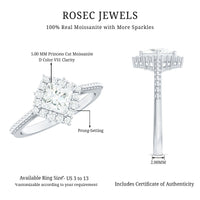 5 mm Princess Cut Moissanite Vintage Inspired Ring