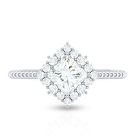 5 mm Princess Cut Moissanite Vintage Inspired Ring