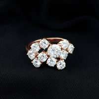 Certified Round Moissanite Cluster Engagement Ring for Women